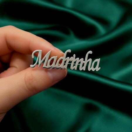 Handmade 925 Sterling Silver Madrinha Name Brooch Pin Gift